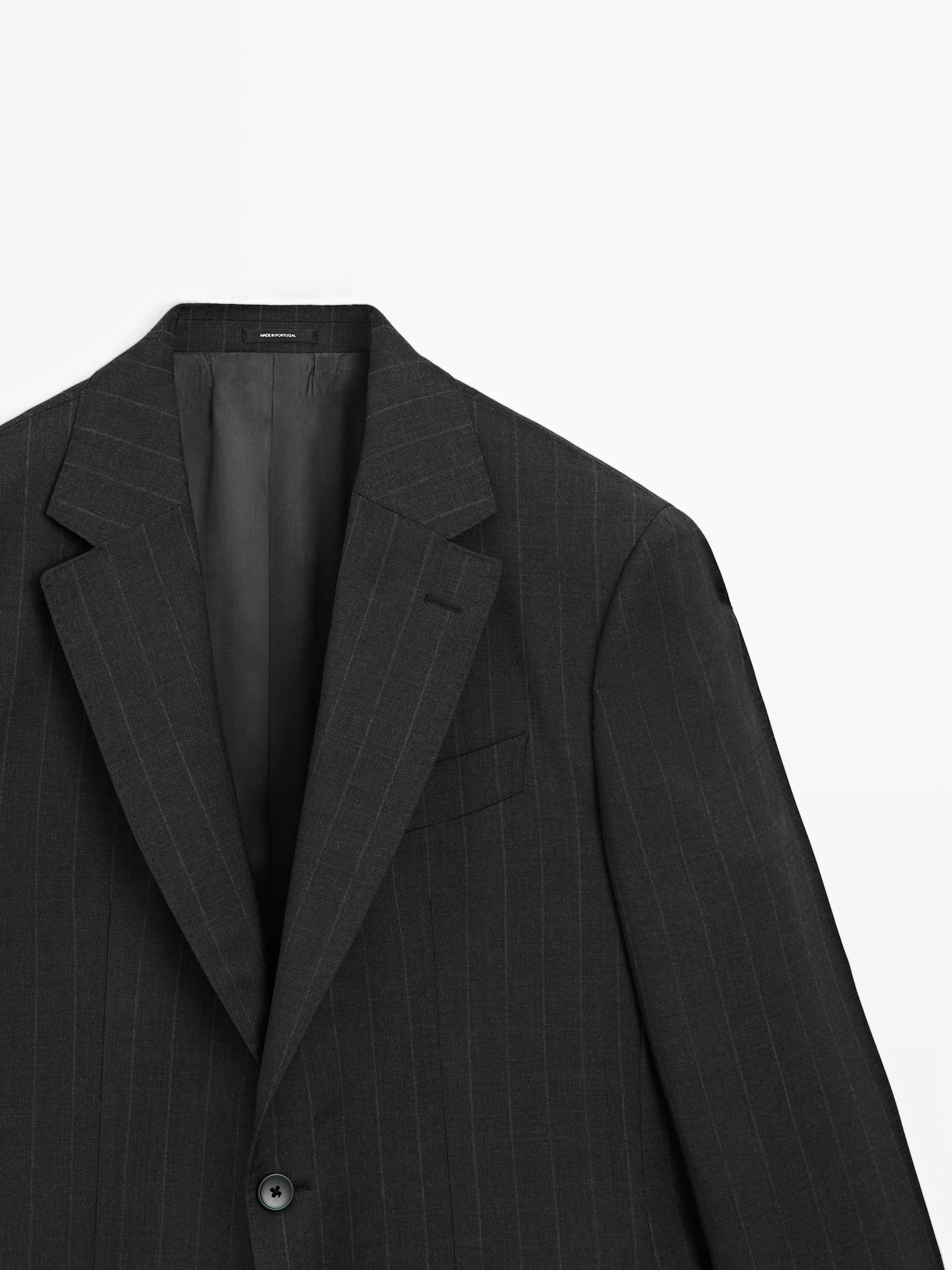 100% cool wool pinstripe suit blazer